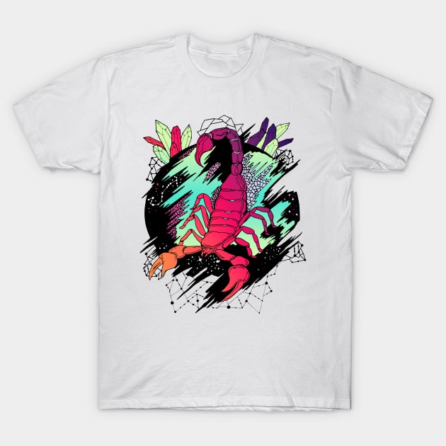 Blue Red Blend Cosmic Scorpion T-Shirt by kenallouis